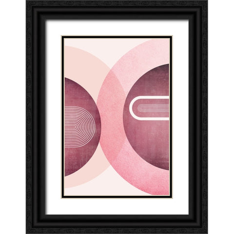 Mid Century Arches Pink Burgundy 2 Black Ornate Wood Framed Art Print with Double Matting by Urban Epiphany