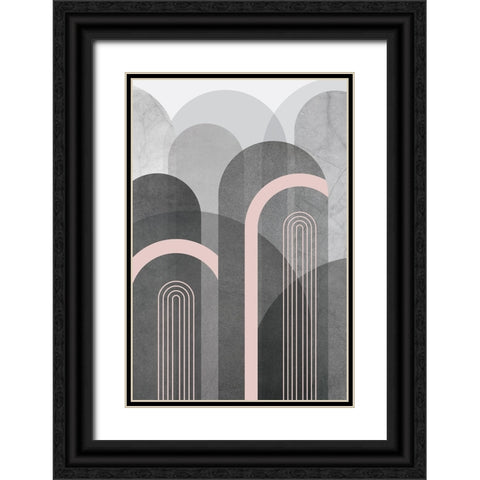 Mid Century Arches Pink Gray 2 Black Ornate Wood Framed Art Print with Double Matting by Urban Epiphany
