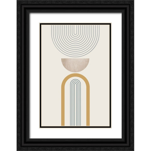 MidCentury Minimalist Boho 3 Black Ornate Wood Framed Art Print with Double Matting by Urban Epiphany