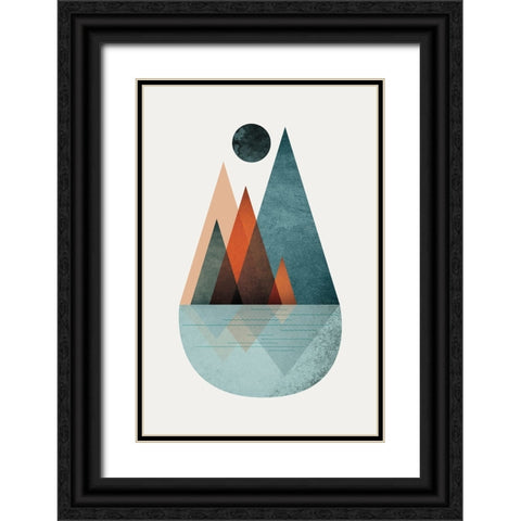 Minimalist Mid Century Orange Teal 2 Black Ornate Wood Framed Art Print with Double Matting by Urban Epiphany