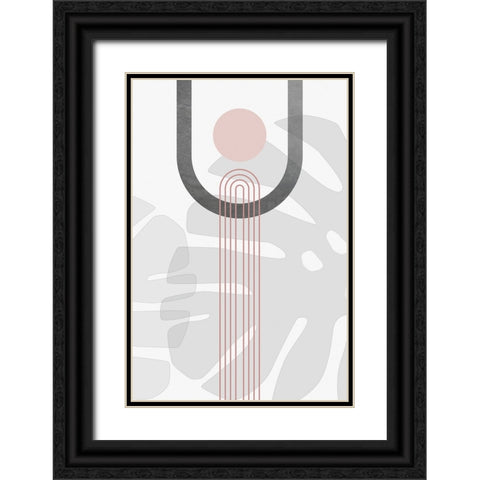 Modern Mid Century Abstract Pink Grey 1 Black Ornate Wood Framed Art Print with Double Matting by Urban Epiphany