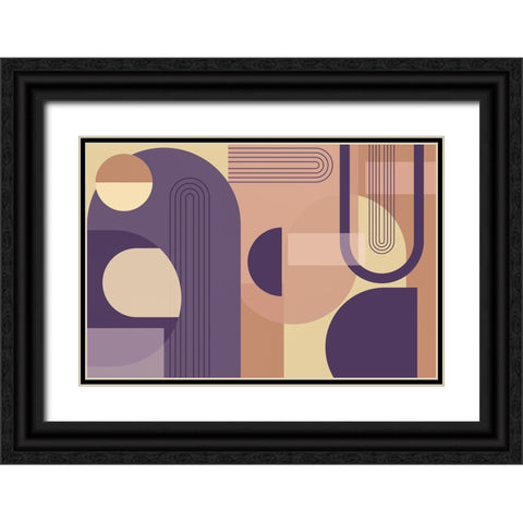 Abstract Arches Purple Black Ornate Wood Framed Art Print with Double Matting by Urban Epiphany