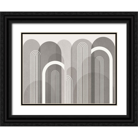 Mid Century Arches Stone Black Ornate Wood Framed Art Print with Double Matting by Urban Epiphany