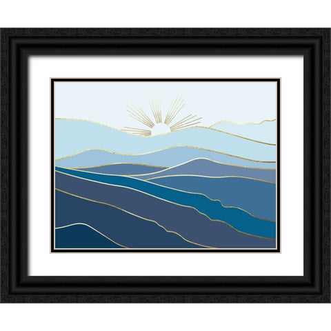 Landscape In Blue Black Ornate Wood Framed Art Print with Double Matting by Urban Epiphany