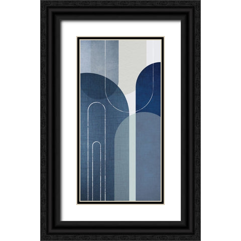 Blue Linen MidCentury 1 Black Ornate Wood Framed Art Print with Double Matting by Urban Epiphany
