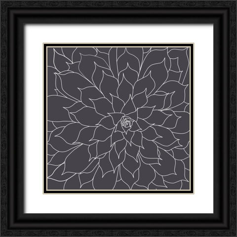 Black And Grey Succulents 1 Black Ornate Wood Framed Art Print with Double Matting by Urban Epiphany