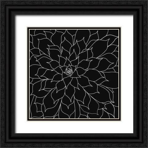 Black And Grey Succulents 2 Black Ornate Wood Framed Art Print with Double Matting by Urban Epiphany