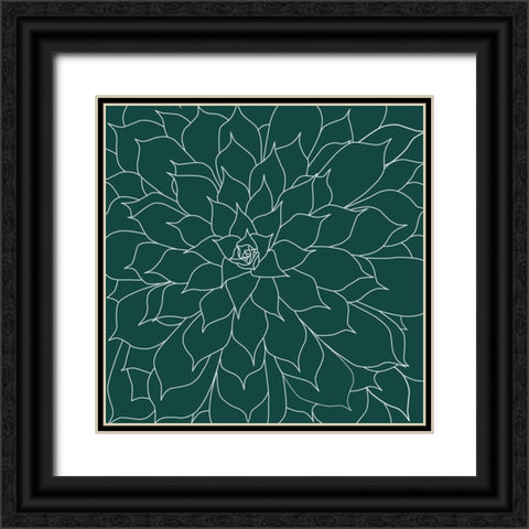 Succulent Emerald Black Ornate Wood Framed Art Print with Double Matting by Urban Epiphany