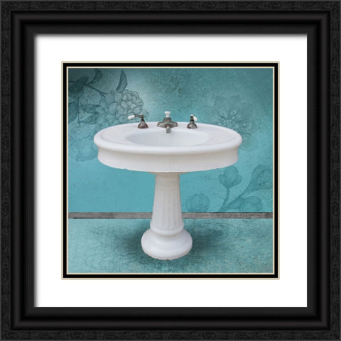 Aqua Sink Black Ornate Wood Framed Art Print with Double Matting by Brown, Victoria
