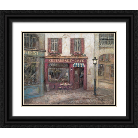 Table For Two Black Ornate Wood Framed Art Print with Double Matting by Manning, Ruane