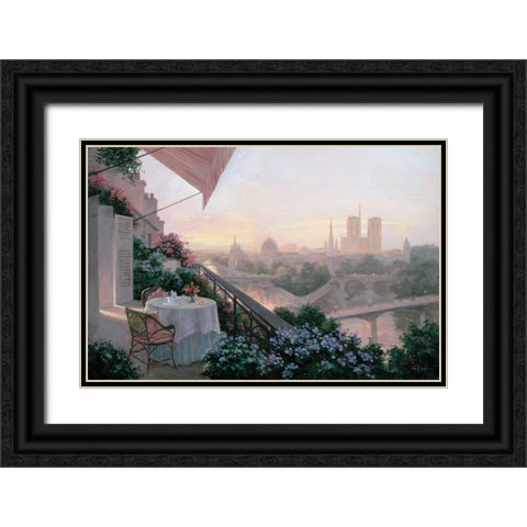 Dinner For Two Black Ornate Wood Framed Art Print with Double Matting by Kieffer, Christa