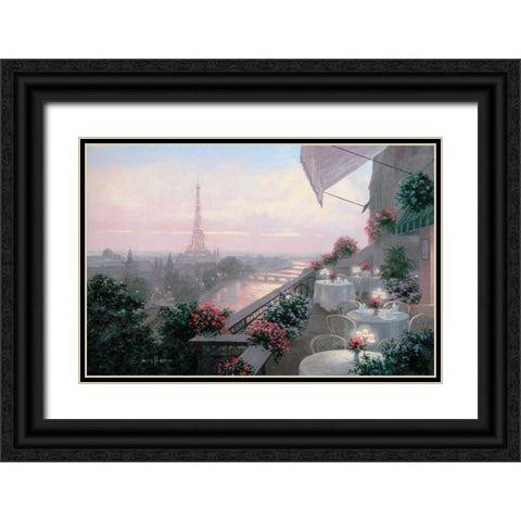 Dinner on Terrace Black Ornate Wood Framed Art Print with Double Matting by Kieffer, Christa
