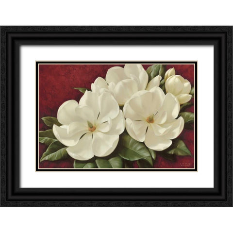 Magnolia II Black Ornate Wood Framed Art Print with Double Matting by Levashov, Igor