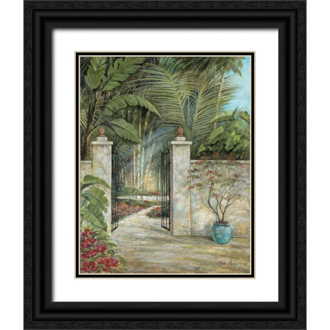 Tranquil Garden I Black Ornate Wood Framed Art Print with Double Matting by Manning, Ruane