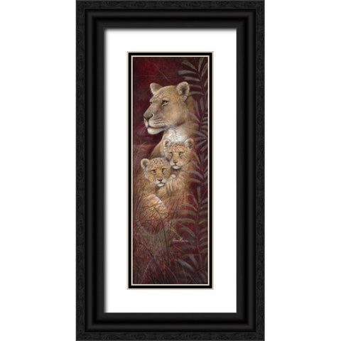 Serengeti Twins Black Ornate Wood Framed Art Print with Double Matting by Manning, Ruane