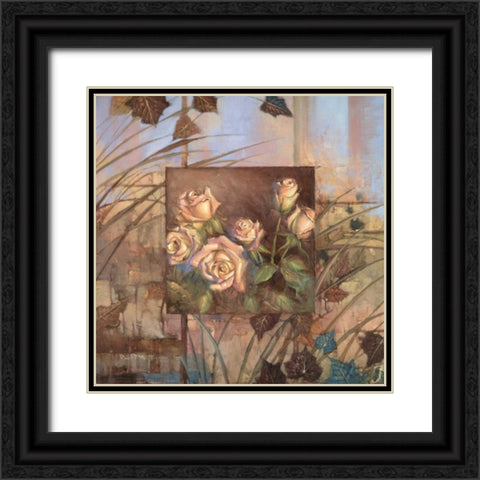 Golden Rose Black Ornate Wood Framed Art Print with Double Matting by Mathenia, Paul