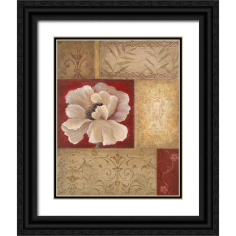Patchwork Poppy Black Ornate Wood Framed Art Print with Double Matting by Tava Studios