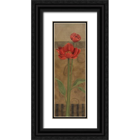 Geometric Poppy I Black Ornate Wood Framed Art Print with Double Matting by Robinson, Carol