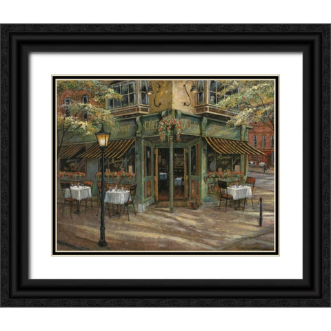 Mandis Cafe Black Ornate Wood Framed Art Print with Double Matting by Manning, Ruane