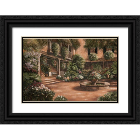 French Quarter Courtyard II Black Ornate Wood Framed Art Print with Double Matting by Brown, Betsy
