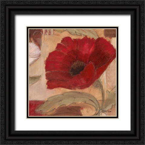 Amapola Roja IV Black Ornate Wood Framed Art Print with Double Matting by Luer, Pamela