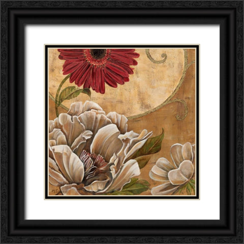 Floral Aura I Black Ornate Wood Framed Art Print with Double Matting by Donovan, Maria