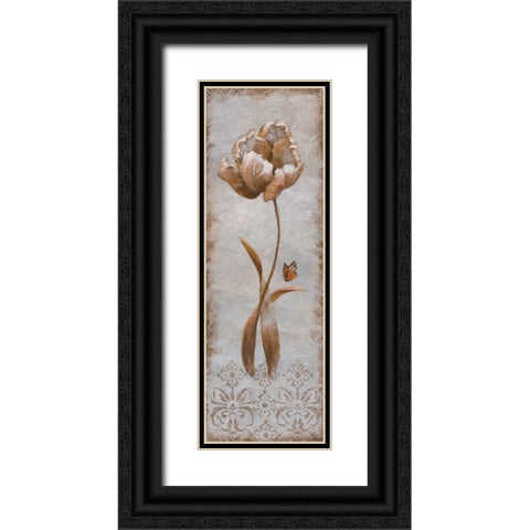 Tulip and Butterfly II Black Ornate Wood Framed Art Print with Double Matting by Nan