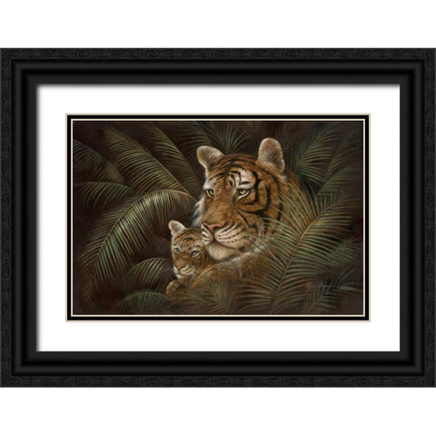 Jeweled Iris I Black Ornate Wood Framed Art Print with Double Matting by Donovan, Maria