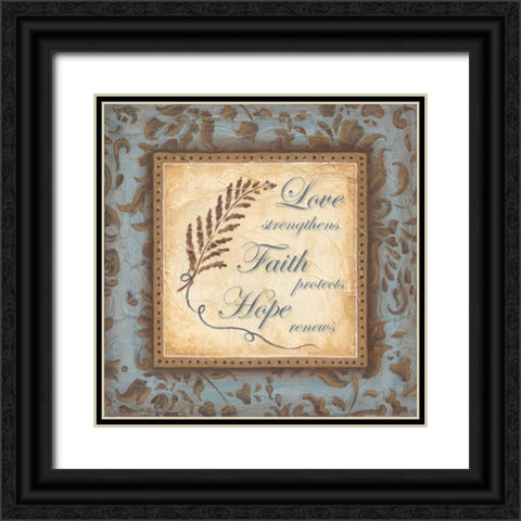 Love Faith Hope Black Ornate Wood Framed Art Print with Double Matting by Tava Studios
