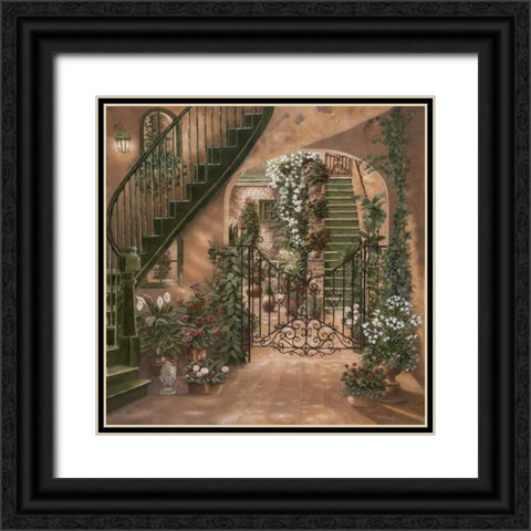 Nolas Courtyard I Black Ornate Wood Framed Art Print with Double Matting by Brown, Betsy
