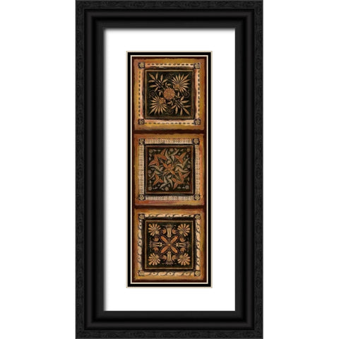 Folk Art Panel I Black Ornate Wood Framed Art Print with Double Matting by Tava Studios