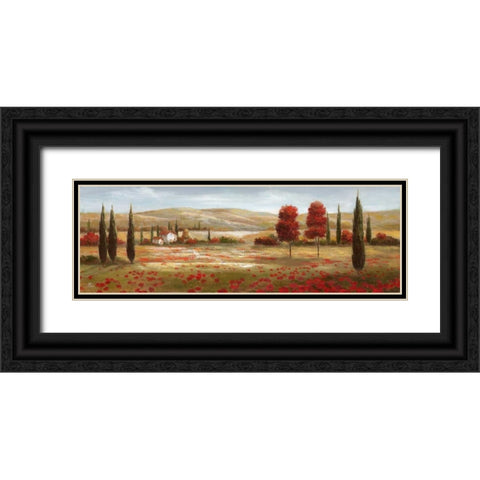 Tuscan Poppies II Black Ornate Wood Framed Art Print with Double Matting by Nan