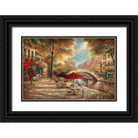 Riverwalk Charm Black Ornate Wood Framed Art Print with Double Matting by Manning, Ruane