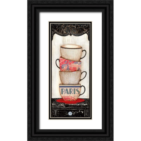 Coffee in Paris Black Ornate Wood Framed Art Print with Double Matting by Tava Studios