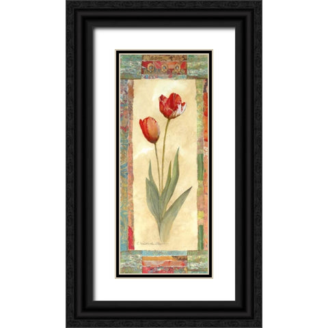 Tulip Montage Black Ornate Wood Framed Art Print with Double Matting by Olson, Charlene