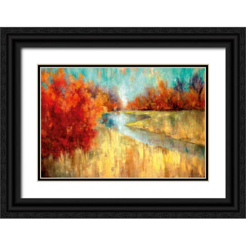 Autumn River Black Ornate Wood Framed Art Print with Double Matting by Robinson, Carol