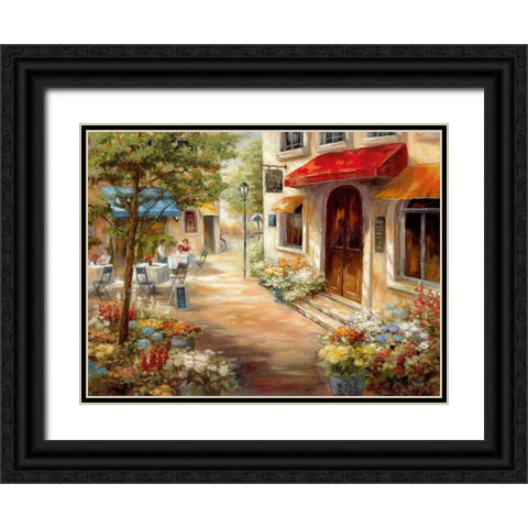 Cafe Afternoon Black Ornate Wood Framed Art Print with Double Matting by Nan