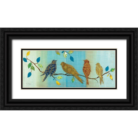 Bird Chat I Black Ornate Wood Framed Art Print with Double Matting by Tava Studios