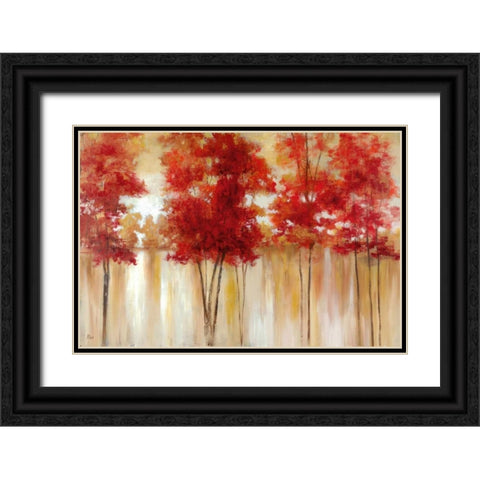 Red Trees Black Ornate Wood Framed Art Print with Double Matting by Nan