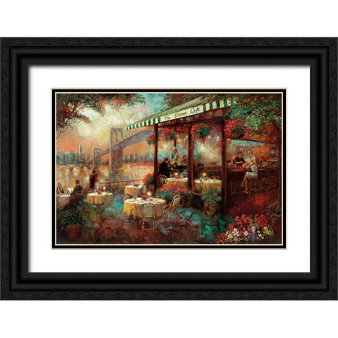 The River Cafe Black Ornate Wood Framed Art Print with Double Matting by Manning, Ruane