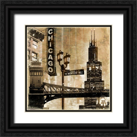 Chicago Black Ornate Wood Framed Art Print with Double Matting by Donovan, Kelly