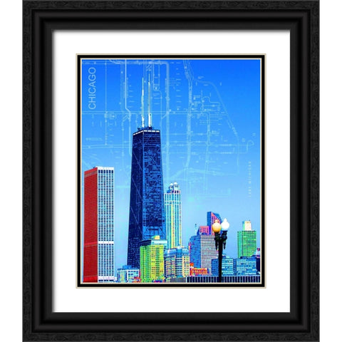 Hancock Tower Black Ornate Wood Framed Art Print with Double Matting by Donovan, Kelly
