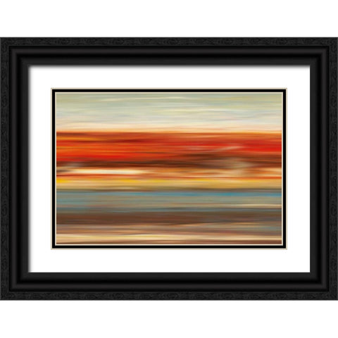 Linear Landscape Black Ornate Wood Framed Art Print with Double Matting by Tava Studios