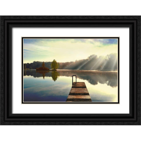 On Juniper Lake Black Ornate Wood Framed Art Print with Double Matting by Weisz, Irene