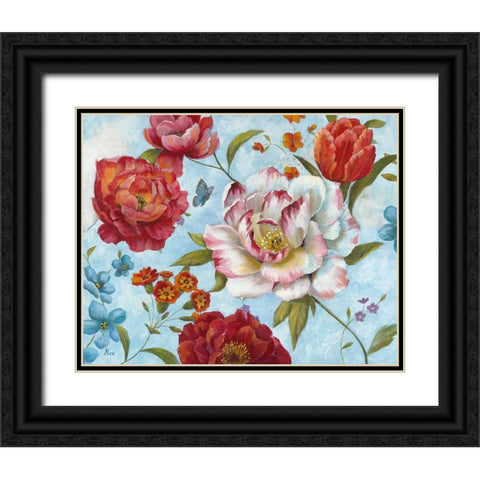 Country Blooms Black Ornate Wood Framed Art Print with Double Matting by Nan