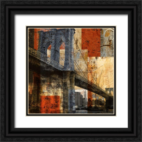 Brooklyn Bridge Black Ornate Wood Framed Art Print with Double Matting by Craven, Katrina