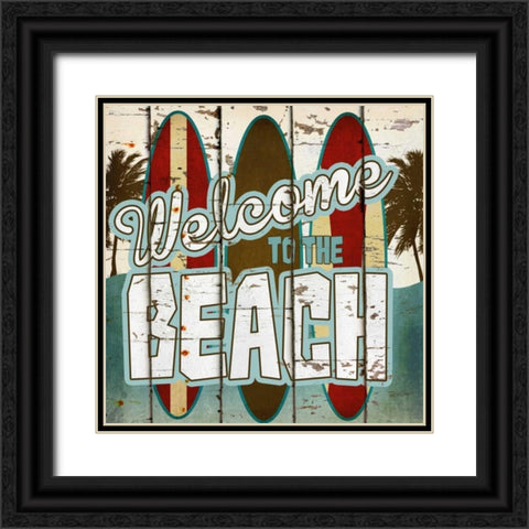 Welcome To The Beach Black Ornate Wood Framed Art Print with Double Matting by Craven, Katrina