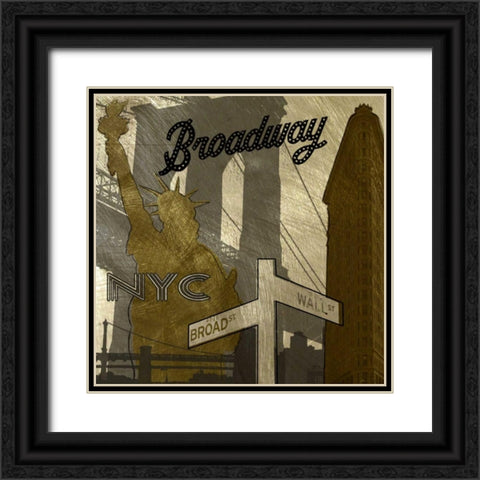 Broadway In Gray Black Ornate Wood Framed Art Print with Double Matting by Craven, Katrina