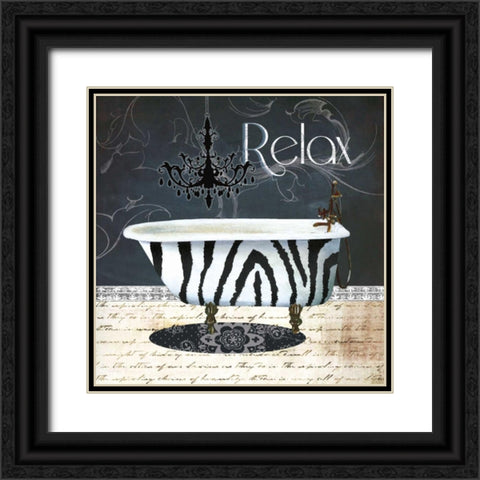 Relax Black Ornate Wood Framed Art Print with Double Matting by Robinson, Carol