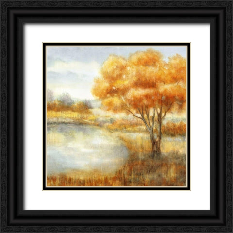 Golden Landscapes Black Ornate Wood Framed Art Print with Double Matting by Nan